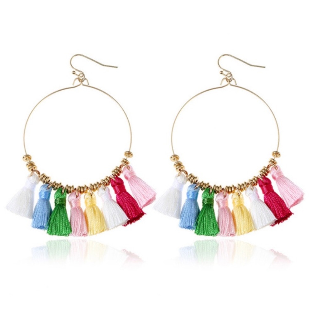 Hoop Tassel Earrings - Picture 2 of 4